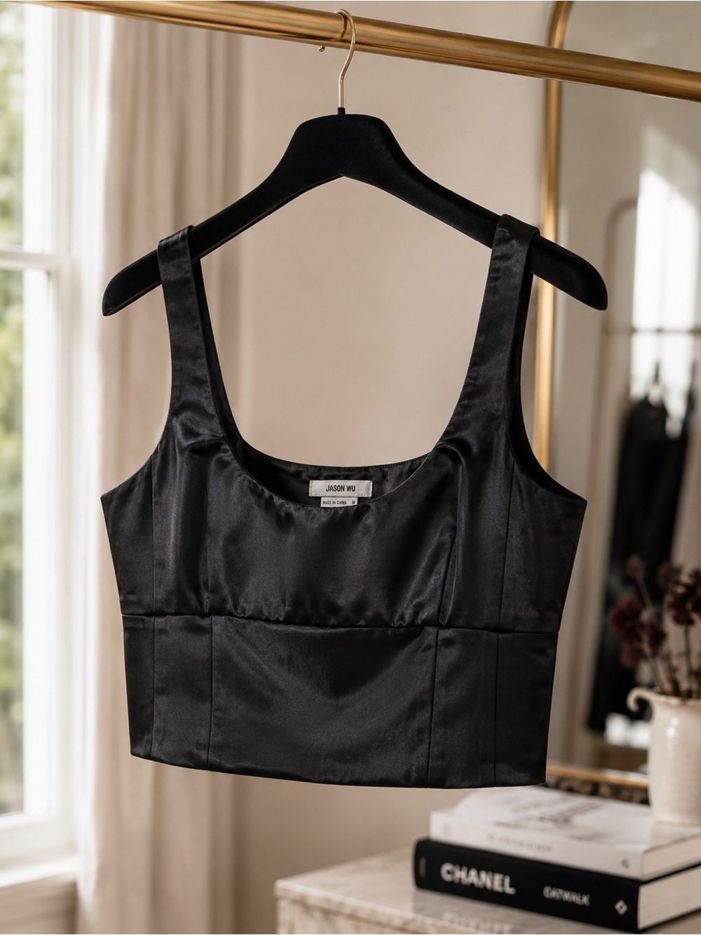 Jason Wu Black Satin Bustier Crop Top – Size Medium